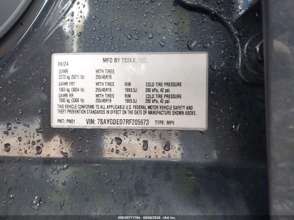 7SAYGDED7RF205673 2024 TESLA MODEL Y photo no. 9