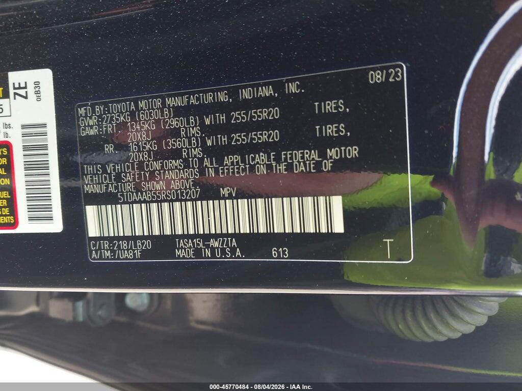 5TDAAAB55RS013207 2024 TOYOTA GRAND HIGHLANDER photo no. 9
