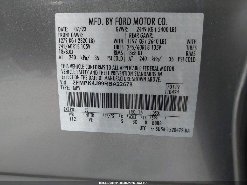 2FMPK4J99RBA22678 2024 FORD EDGE photo no. 9