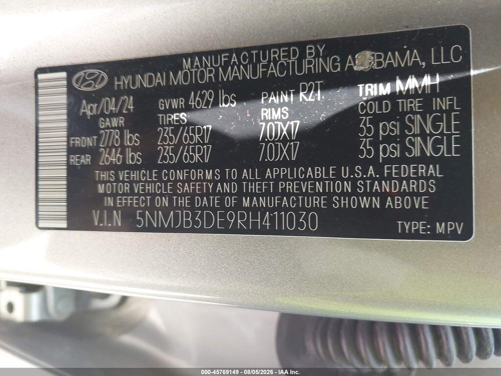 5NMJB3DE9RH411030 2024 HYUNDAI TUCSON photo no. 9