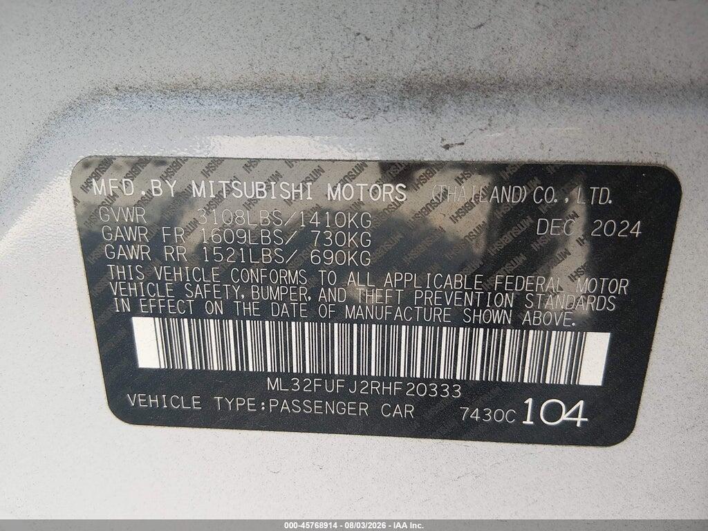 ML32FUFJ2RHF20333 2024 MITSUBISHI MIRAGE G4 photo no. 9