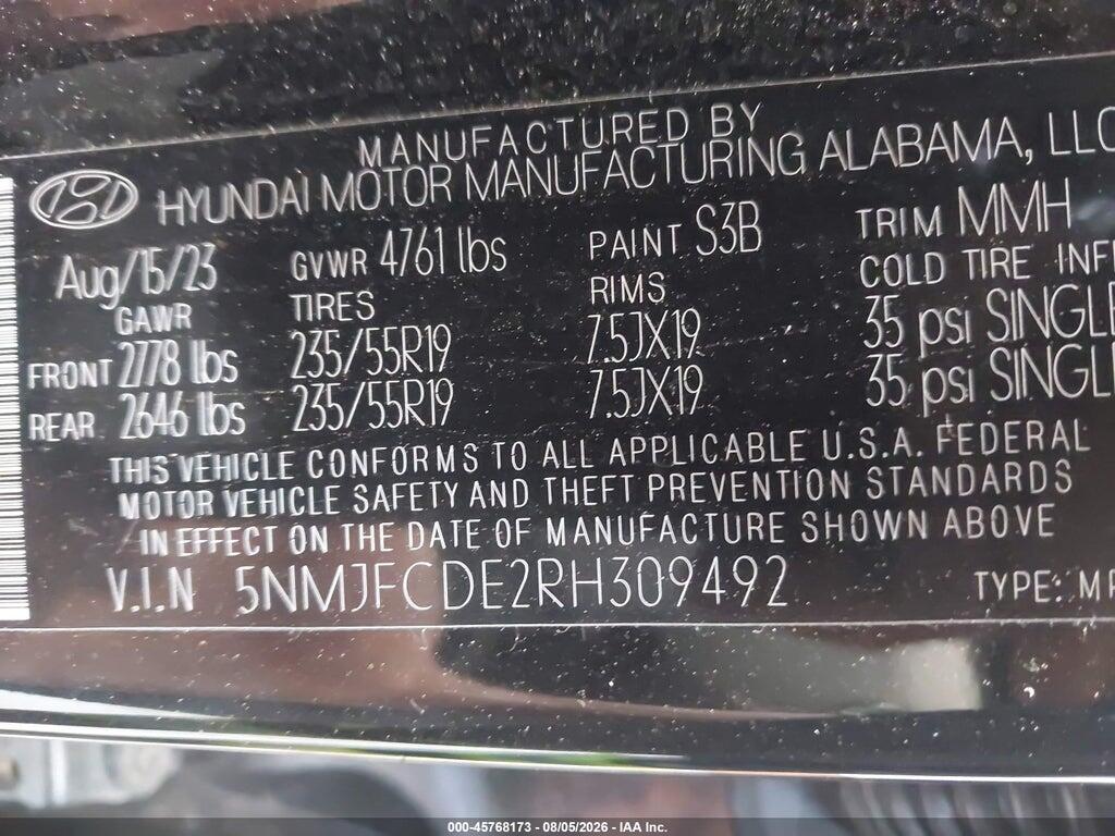 5NMJFCDE2RH309492 2024 HYUNDAI TUCSON photo no. 9