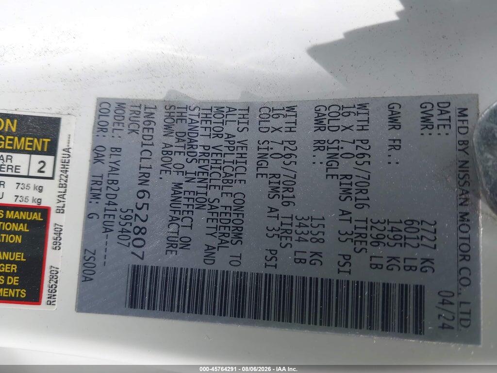 1N6ED1CL1RN652807 2024 NISSAN FRONTIER photo no. 9
