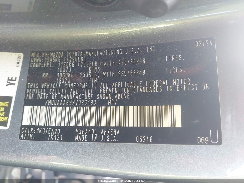 7MUDAAAG3RV086193 2024 TOYOTA COROLLA CROSS photo no. 9
