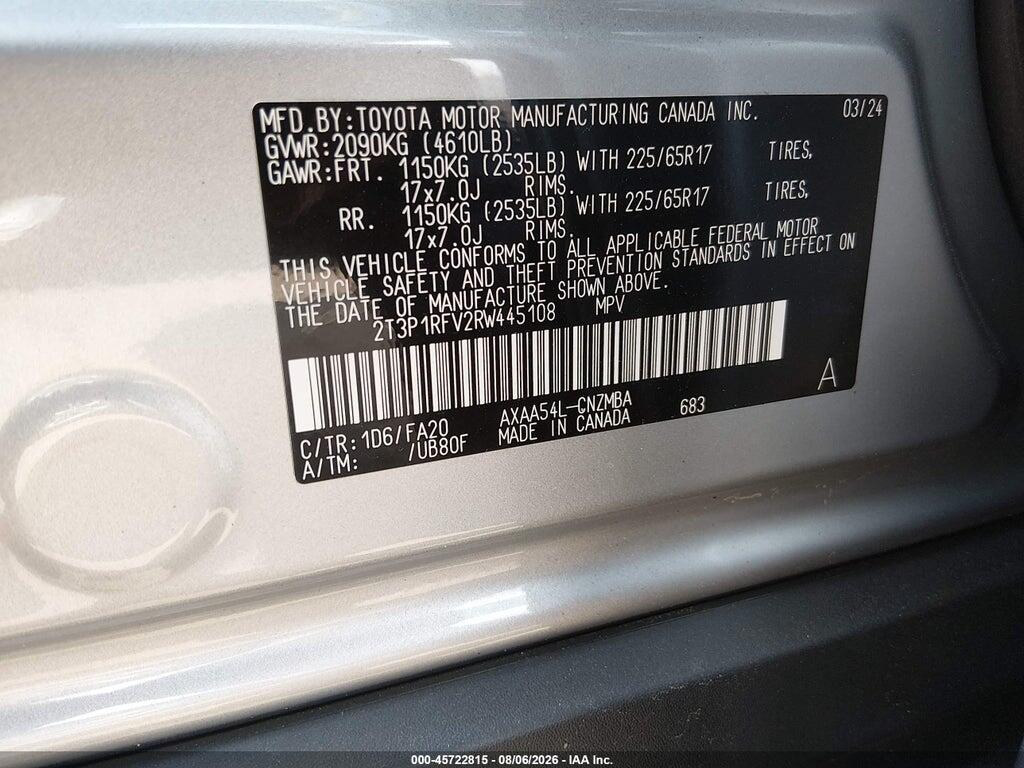 2T3P1RFV2RW445108 2024 TOYOTA RAV4 photo no. 9