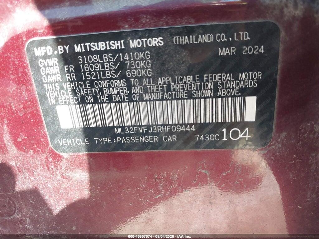ML32FVFJ3RHF09444 2024 MITSUBISHI MIRAGE G4 photo no. 9
