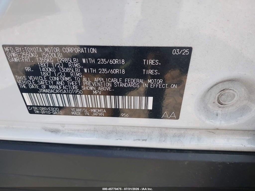 JTMABACA9SA101950 2025 TOYOTA BZ4X photo no. 9