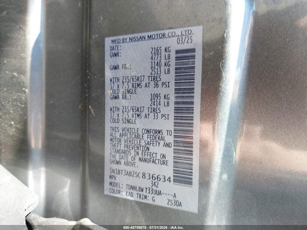 5N1BT3AB2SC836634 2025 NISSAN ROGUE photo no. 9