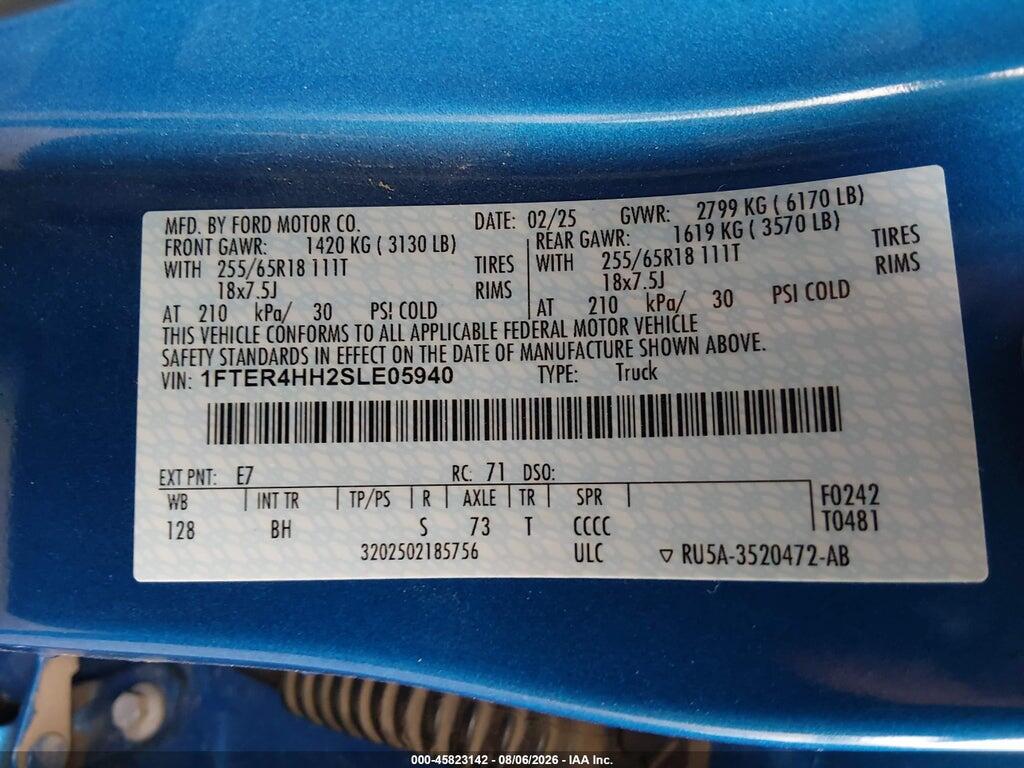1FTER4HH2SLE05940 2025 FORD RANGER photo no. 9