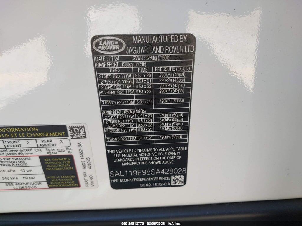 SAL119E98SA428028 2025 LAND ROVER RANGE ROVER SPORT photo no. 9
