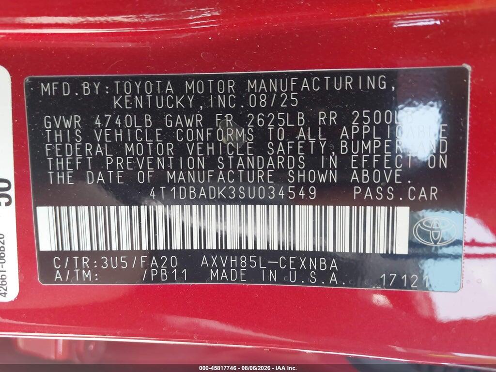 4T1DBADK3SU034549 2025 TOYOTA CAMRY photo no. 9