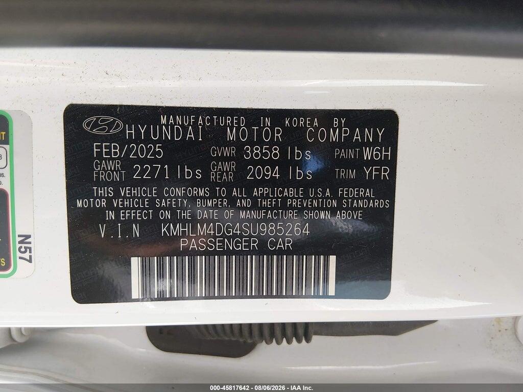 KMHLM4DG4SU985264 2025 HYUNDAI ELANTRA photo no. 9