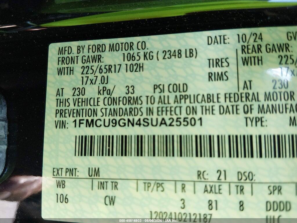 1FMCU9GN4SUA25501 2025 FORD ESCAPE photo no. 9