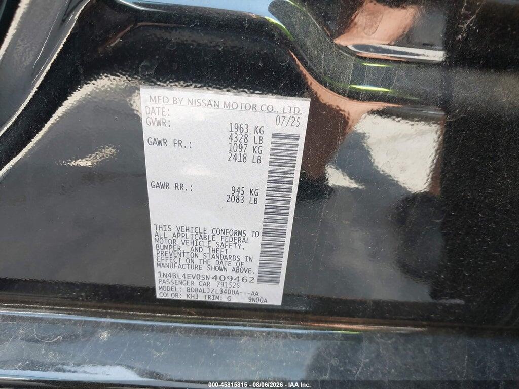 1N4BL4EV0SN409462 2025 NISSAN ALTIMA photo no. 9