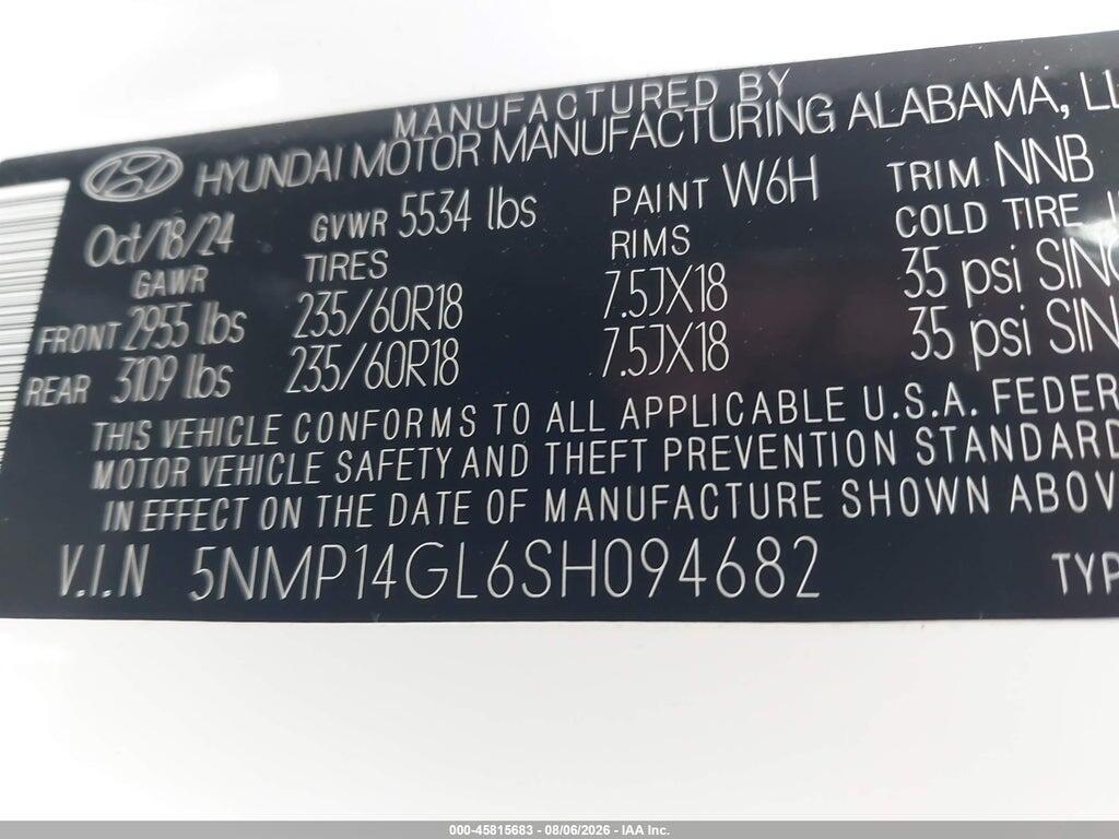 5NMP14GL6SH094682 2025 HYUNDAI SANTA FE photo no. 9