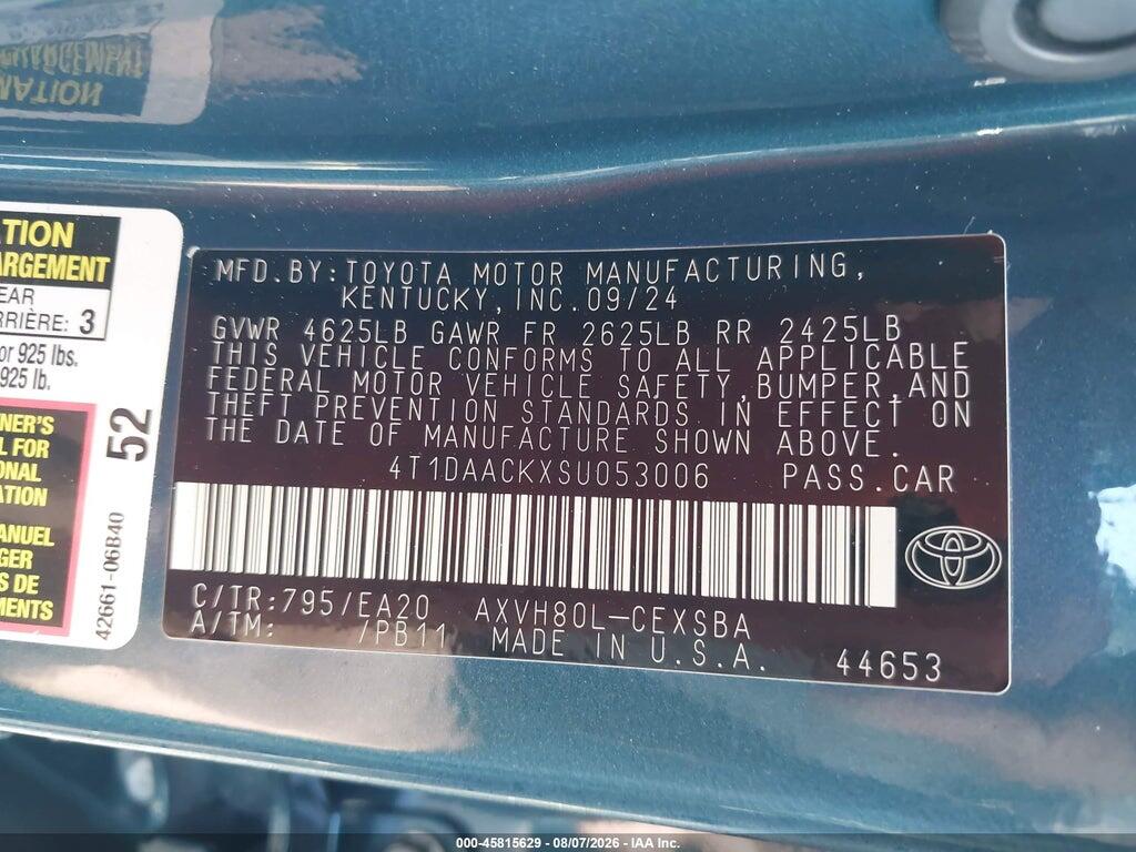 4T1DAACKXSU053006 2025 TOYOTA CAMRY photo no. 9