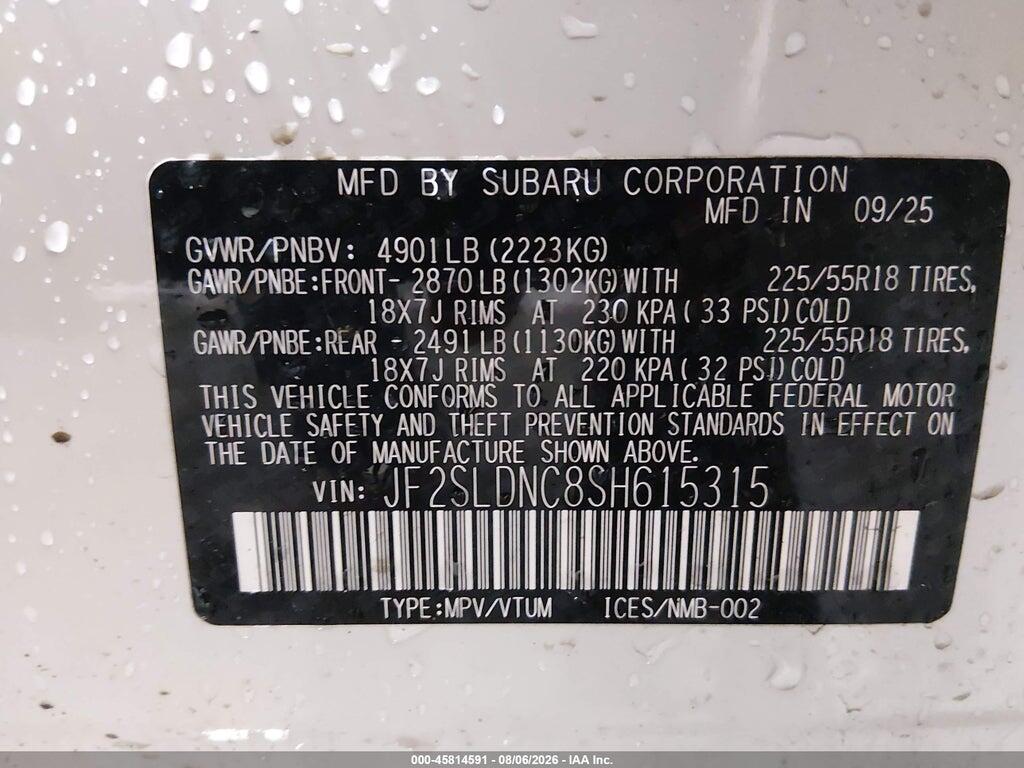 JF2SLDNC8SH615315 2025 SUBARU FORESTER photo no. 9
