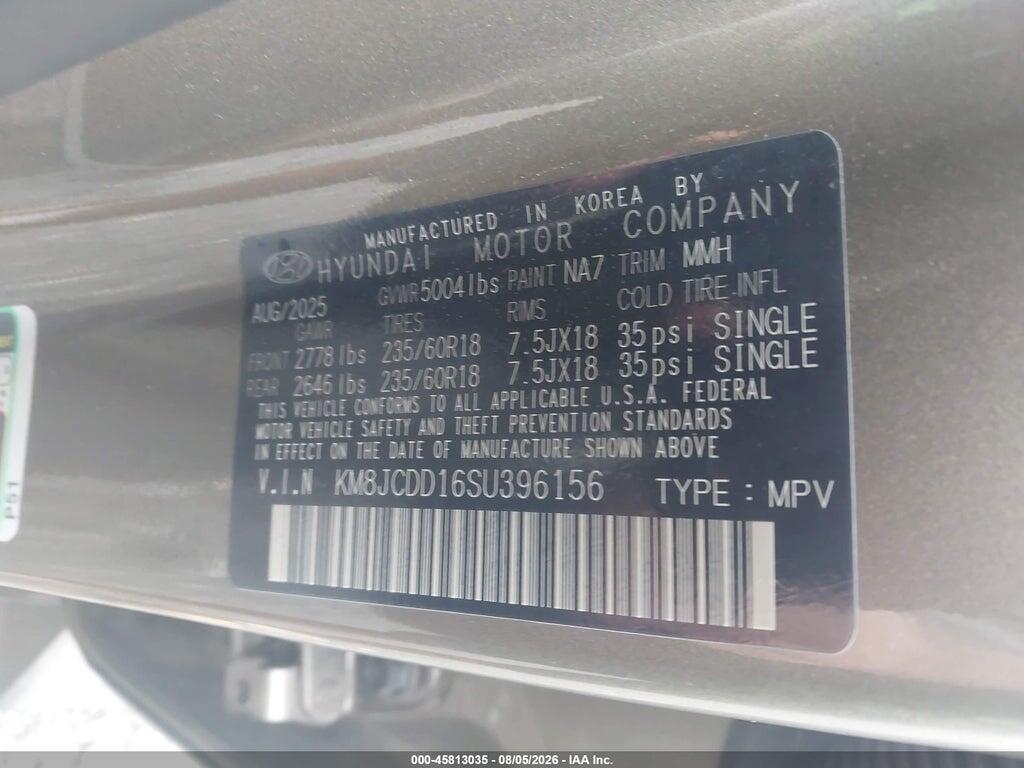 KM8JCDD16SU396156 2025 HYUNDAI TUCSON HYBRID photo no. 9