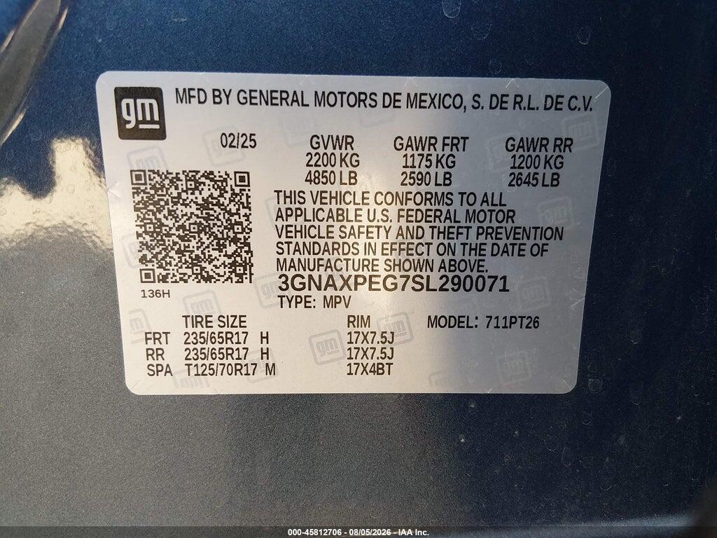 3GNAXPEG7SL290071 2025 CHEVROLET EQUINOX photo no. 9