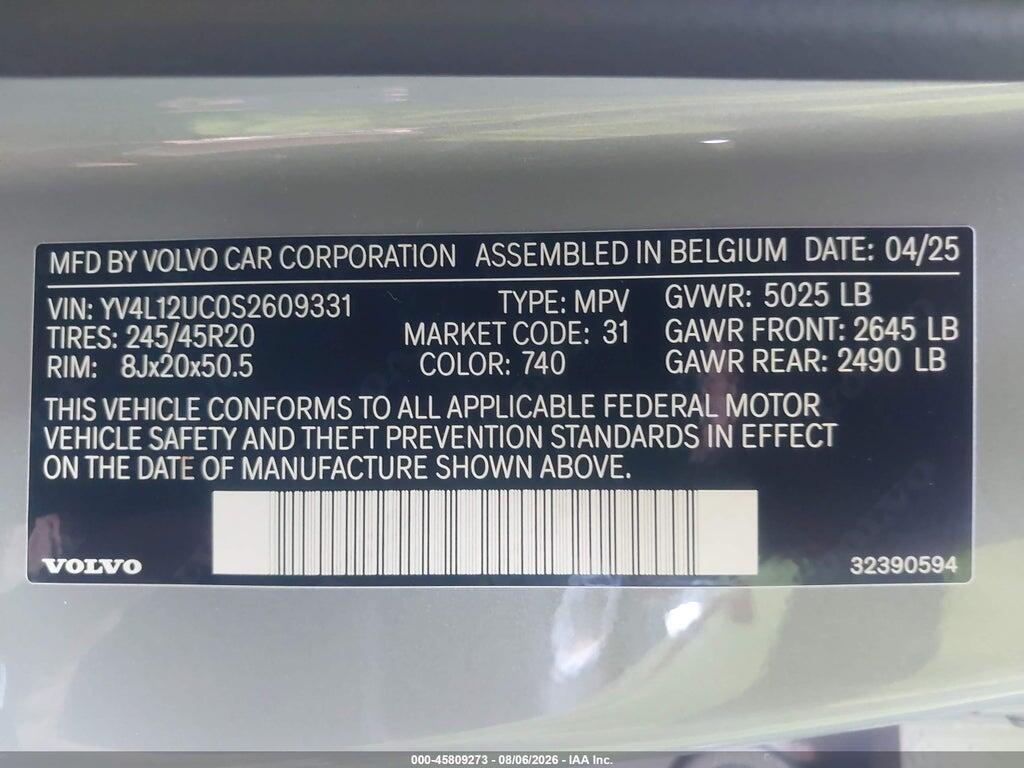 YV4L12UC0S2609331 2025 VOLVO XC40 photo no. 9