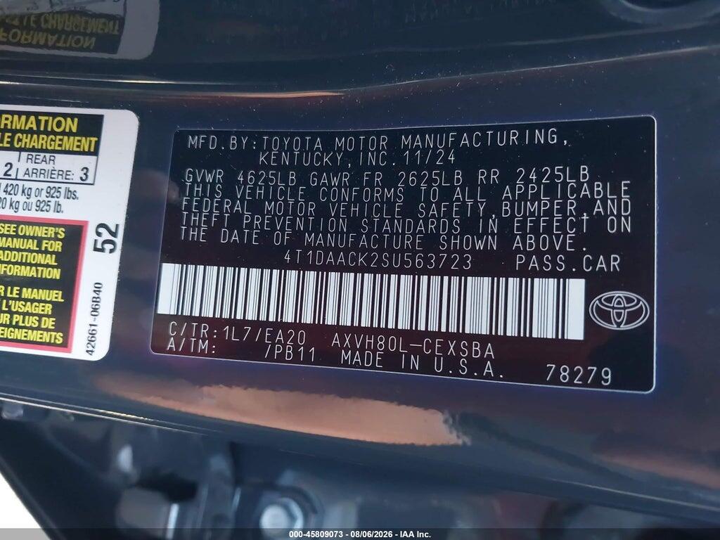 4T1DAACK2SU563723 2025 TOYOTA CAMRY photo no. 9