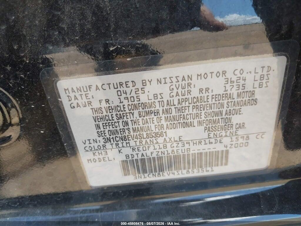 3N1CN8EV4SL853561 2025 NISSAN VERSA photo no. 9