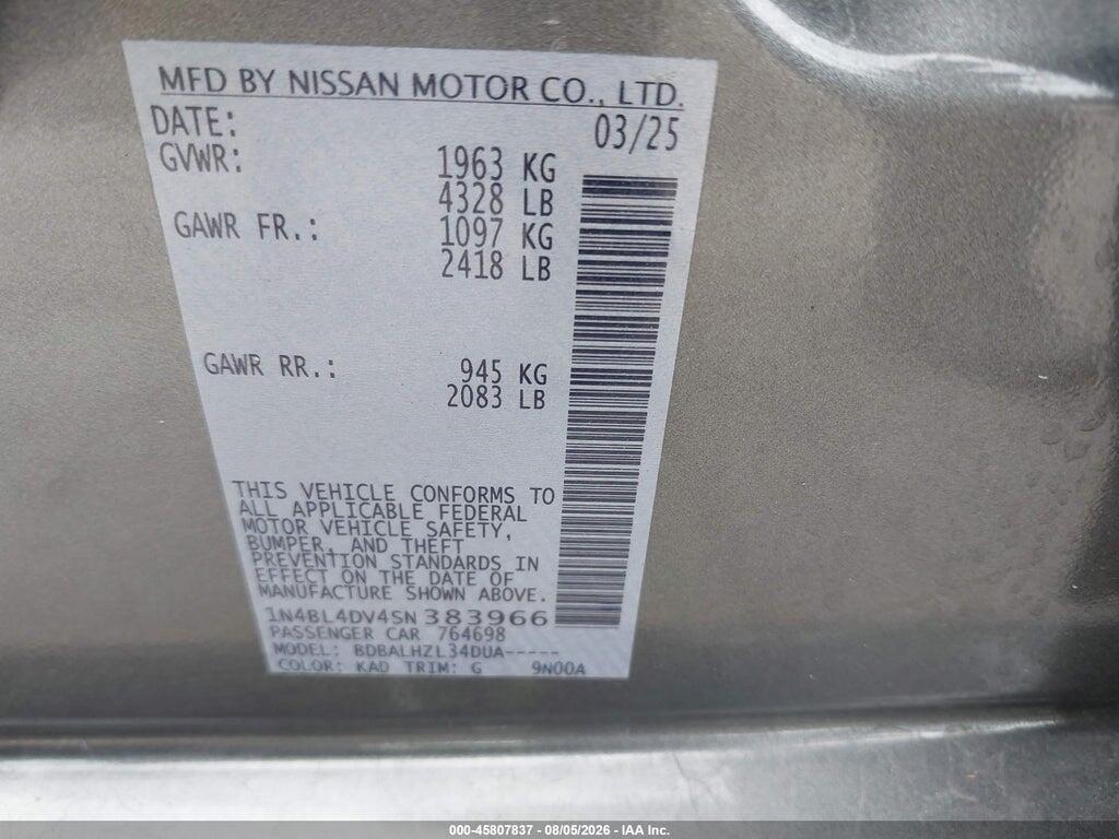 1N4BL4DV4SN383966 2025 NISSAN ALTIMA photo no. 9
