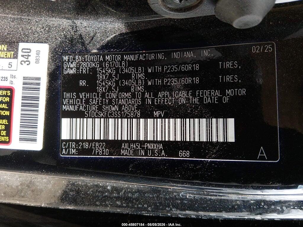5TDCSKFC3SS175878 2025 TOYOTA SIENNA photo no. 9
