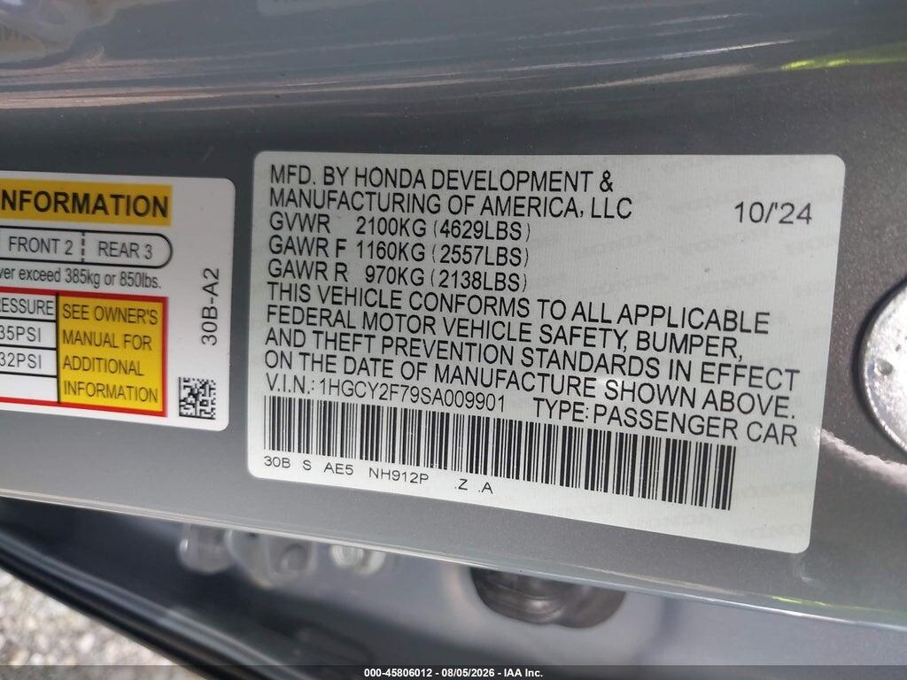 1HGCY2F79SA009901 2025 HONDA ACCORD HYBRID photo no. 9