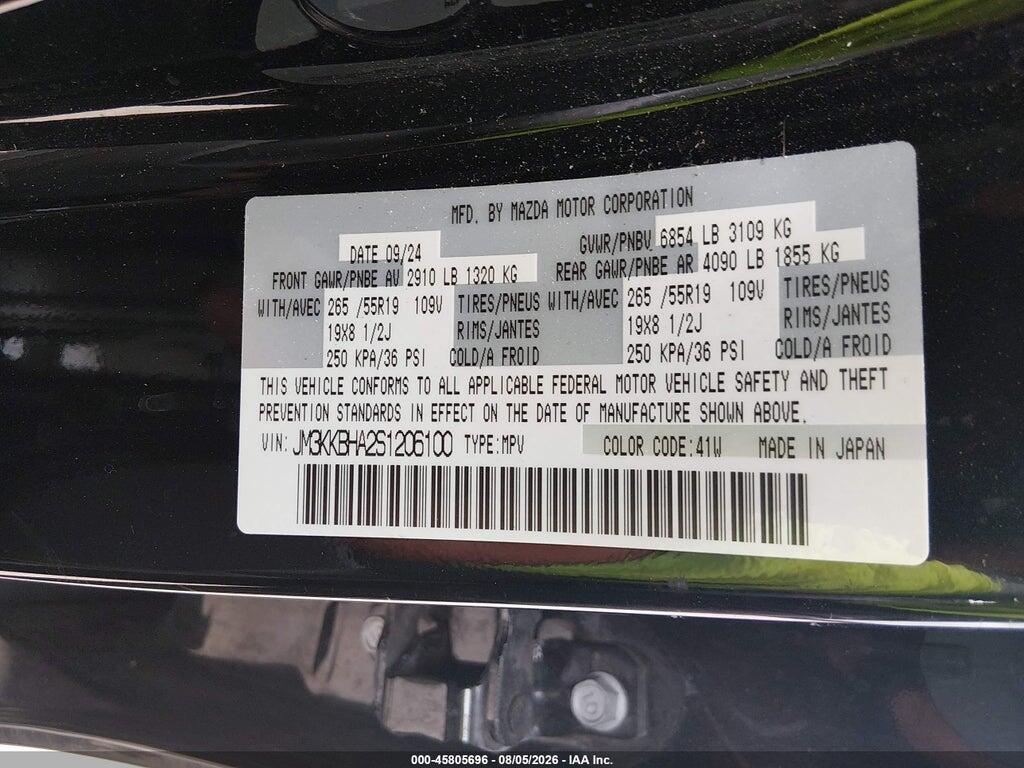 JM3KKBHA2S1206100 2025 MAZDA CX-90 PHEV photo no. 9