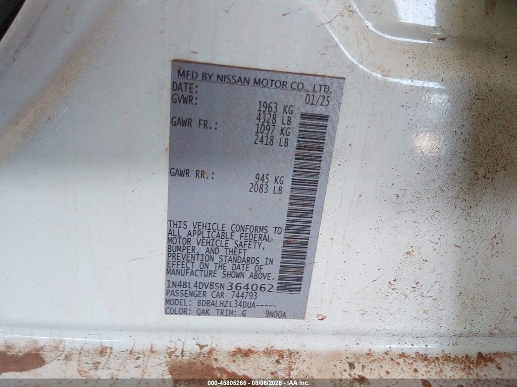 1N4BL4DV8SN364062 2025 NISSAN ALTIMA photo no. 9