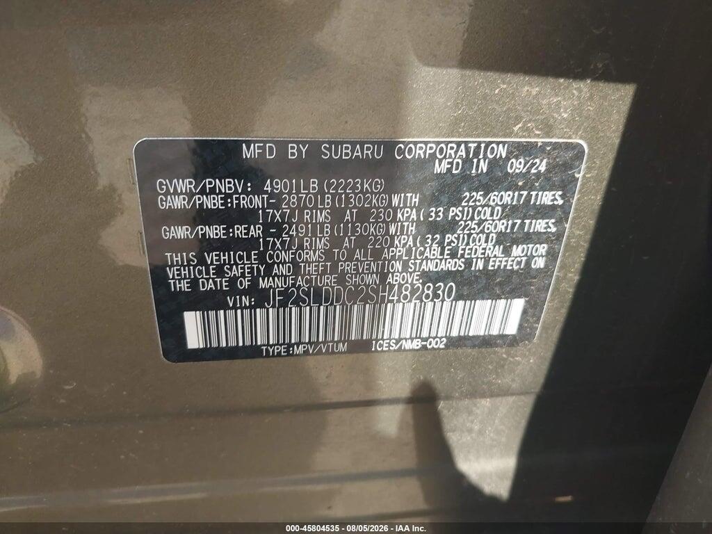 JF2SLDDC2SH482830 2025 SUBARU FORESTER photo no. 9