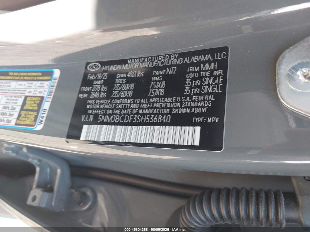 5NMJBCDE3SH536840 2025 HYUNDAI TUCSON photo no. 9