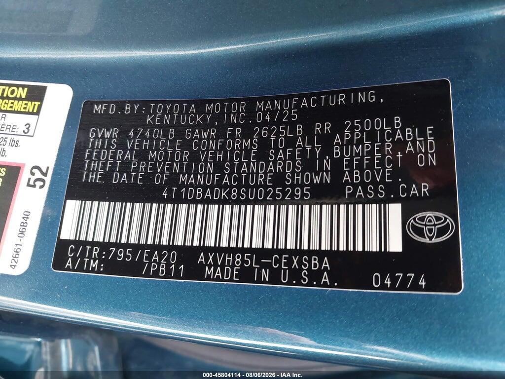 4T1DBADK8SU025295 2025 TOYOTA CAMRY photo no. 9