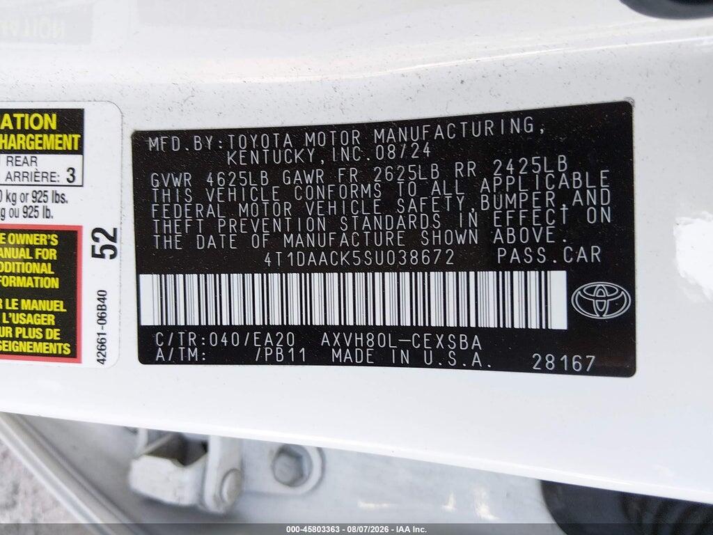 4T1DAACK5SU038672 2025 TOYOTA CAMRY photo no. 9