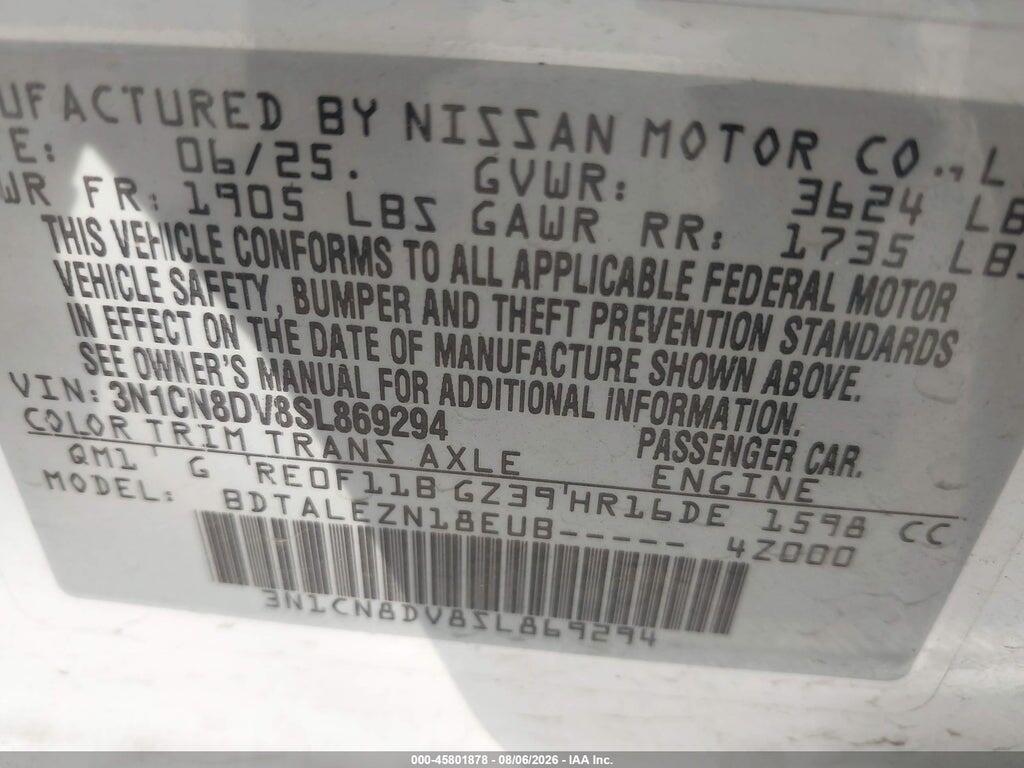 3N1CN8DV8SL869294 2025 NISSAN VERSA photo no. 9