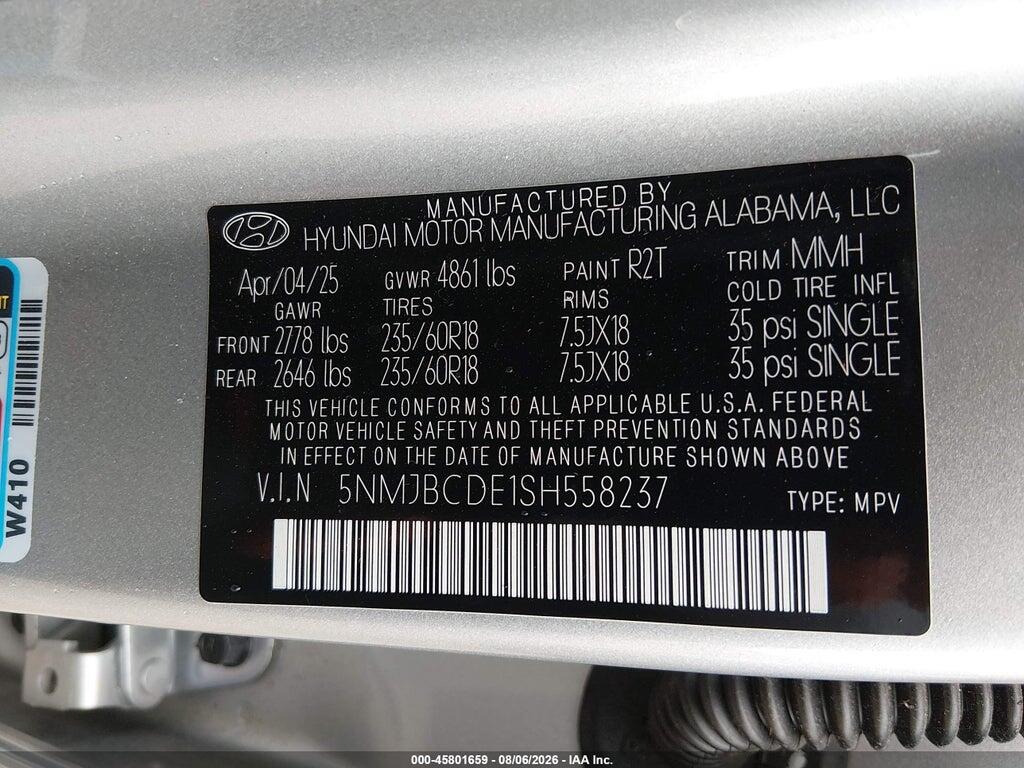 5NMJBCDE1SH558237 2025 HYUNDAI TUCSON photo no. 9