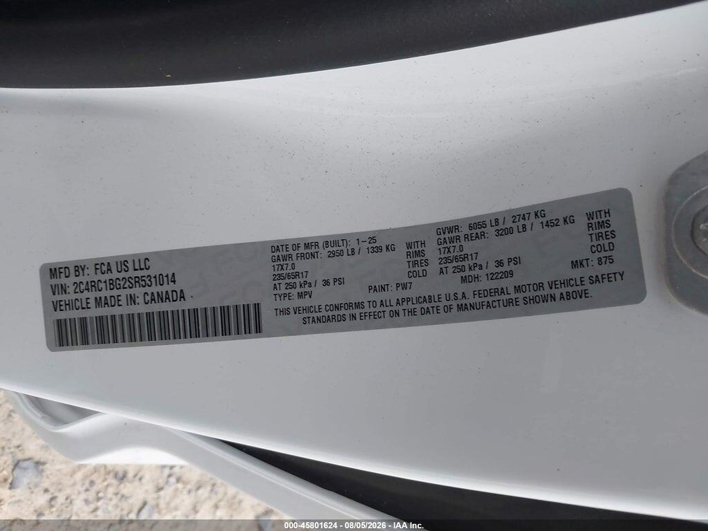 2C4RC1BG2SR531014 2025 CHRYSLER PACIFICA photo no. 9