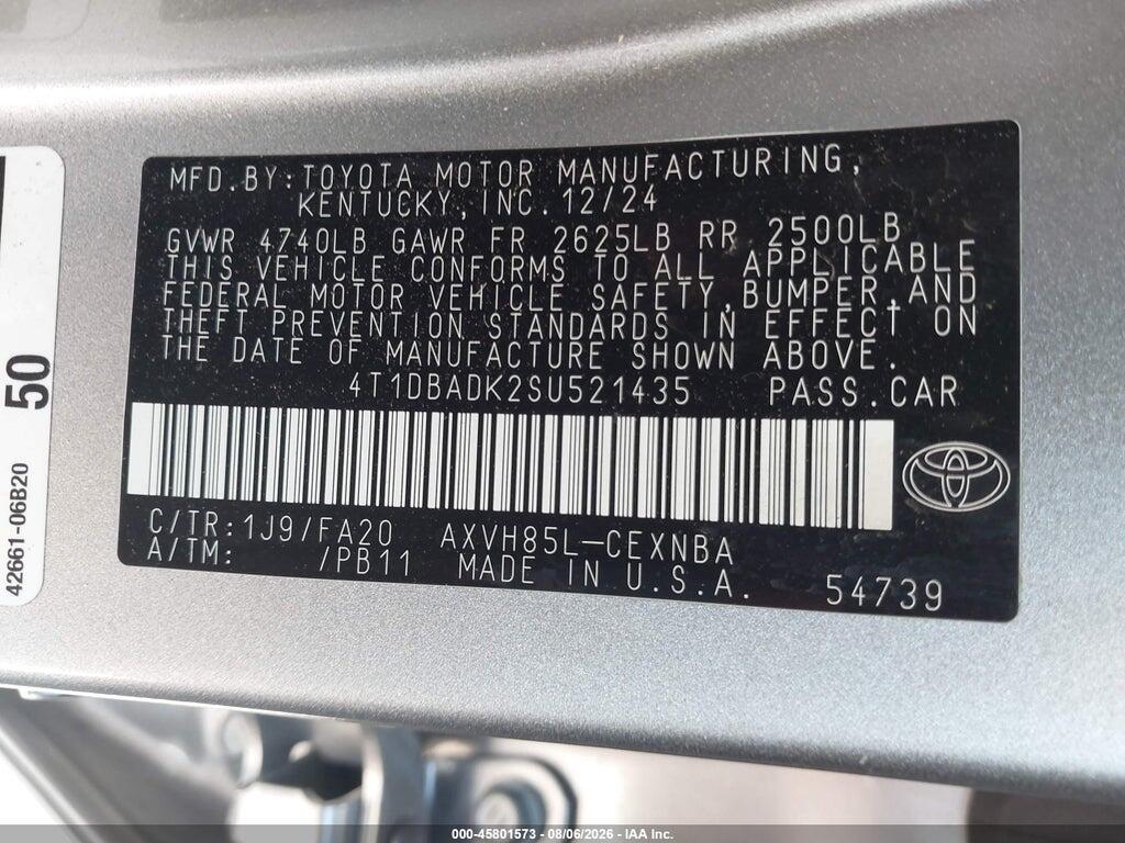 4T1DBADK2SU521435 2025 TOYOTA CAMRY photo no. 9