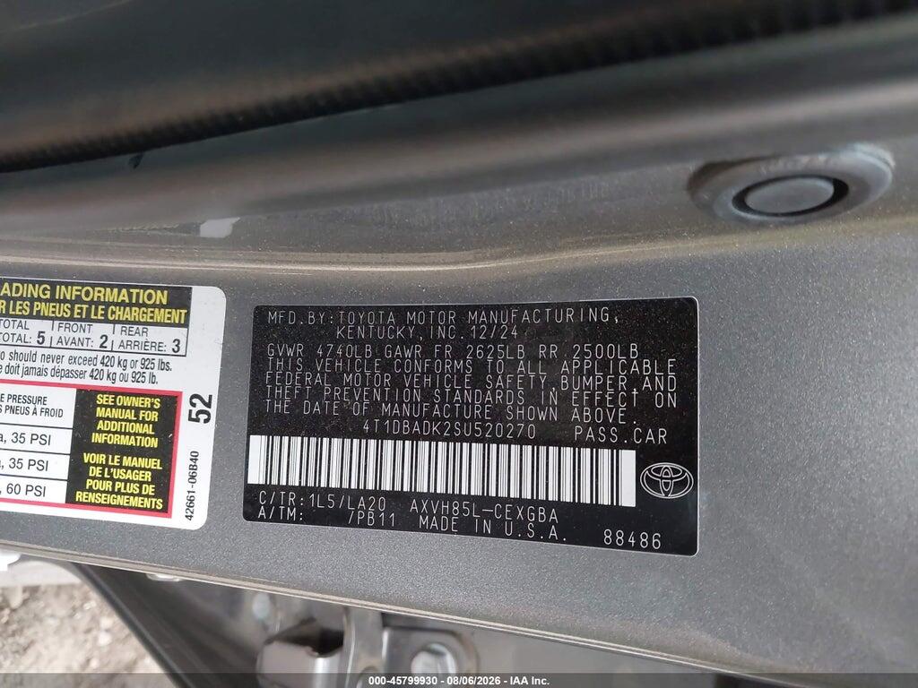 4T1DBADK2SU520270 2025 TOYOTA CAMRY photo no. 9