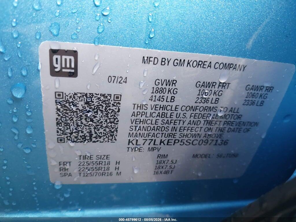KL77LKEP5SC097136 2025 CHEVROLET TRAX photo no. 9