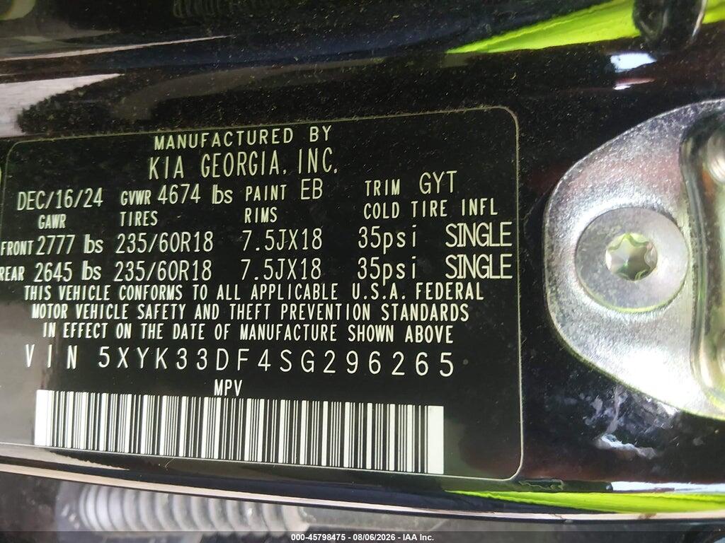 5XYK33DF4SG296265 2025 KIA SPORTAGE photo no. 9