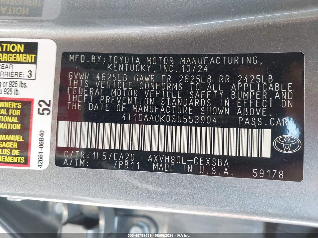 4T1DAACK0SU553904 2025 TOYOTA CAMRY photo no. 9