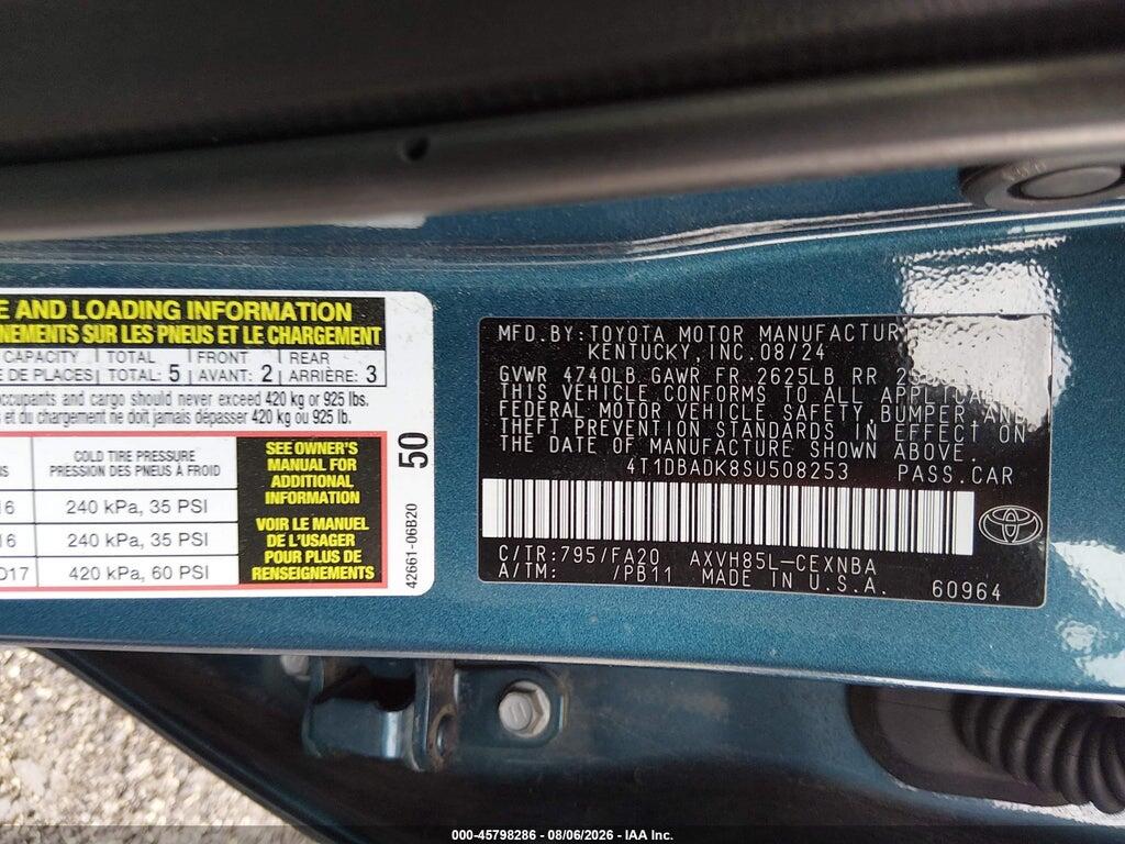 4T1DBADK8SU508253 2025 TOYOTA CAMRY photo no. 9