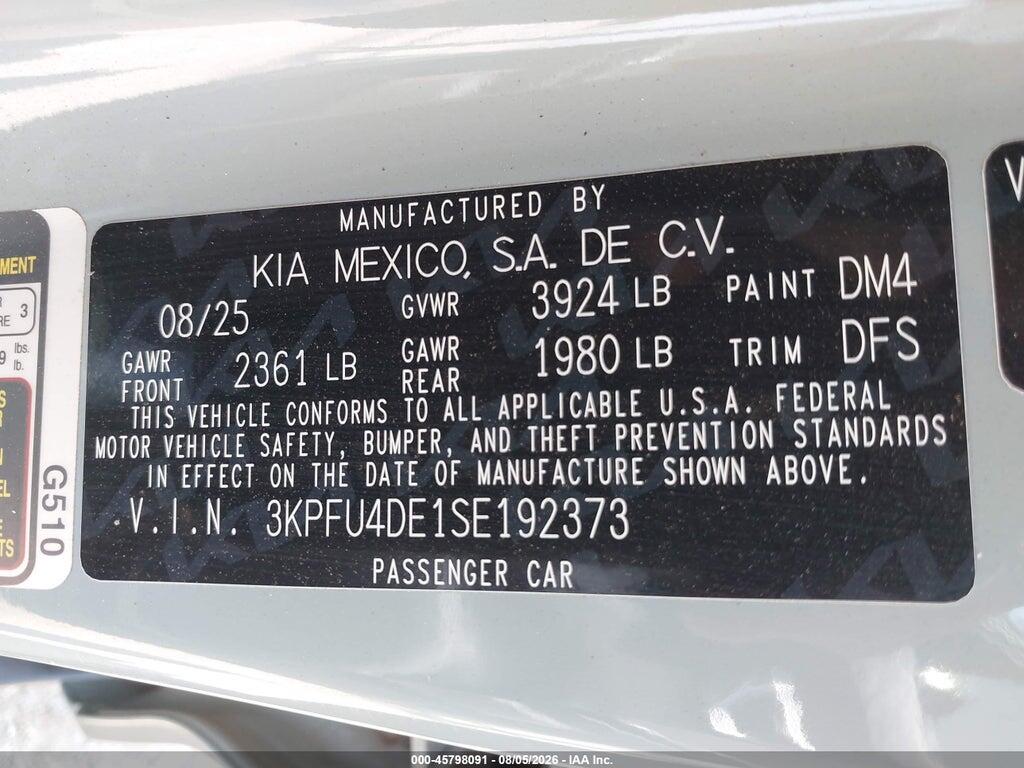3KPFU4DE1SE192373 2025 KIA K4 photo no. 9