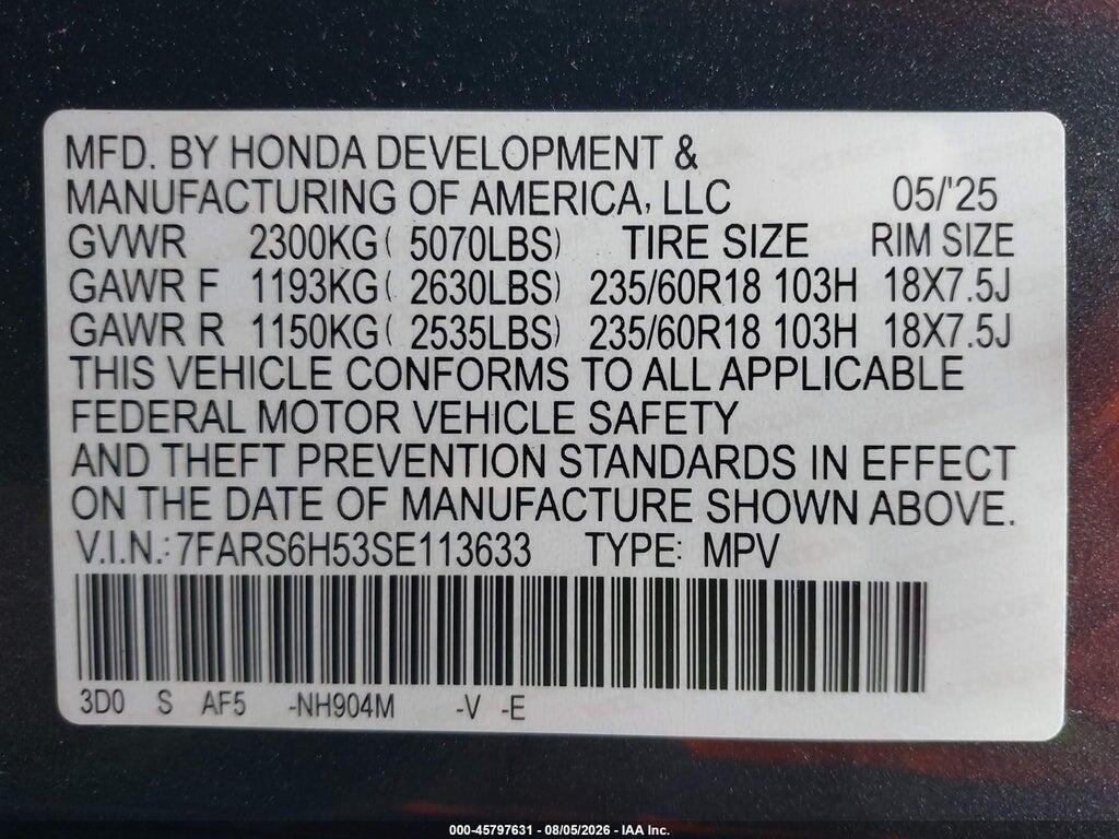 7FARS6H53SE113633 2025 HONDA CR-V HYBRID photo no. 9