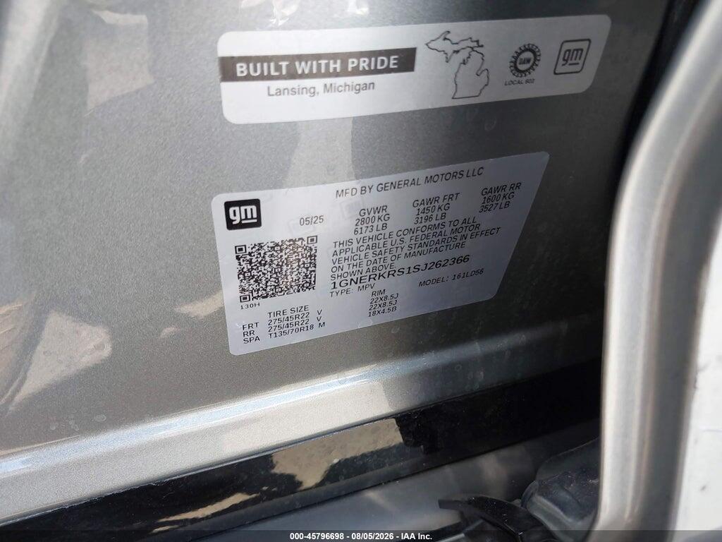 1GNERKRS1SJ262366 2025 CHEVROLET TRAVERSE photo no. 9