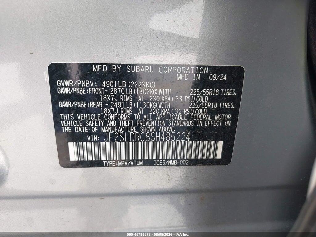 JF2SLDRC8SH485224 2025 SUBARU FORESTER photo no. 9