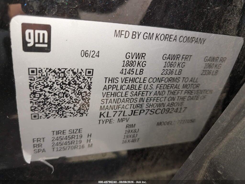 KL77LJEP7SC092417 2025 CHEVROLET TRAX photo no. 9
