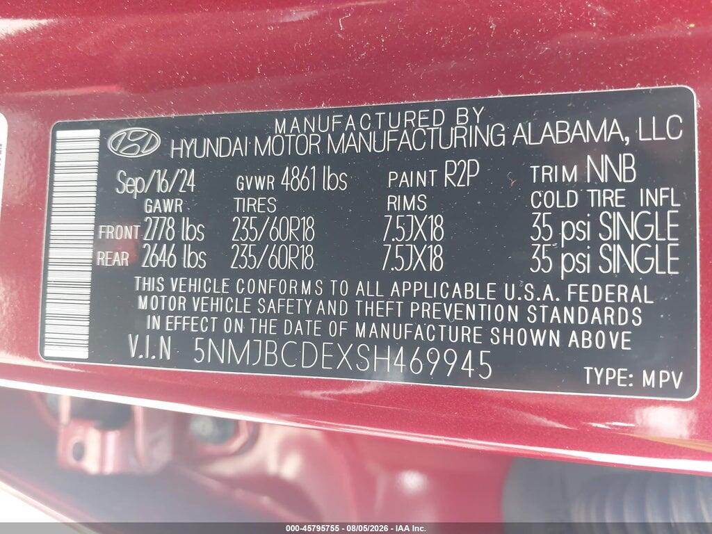 5NMJBCDEXSH469945 2025 HYUNDAI TUCSON photo no. 9